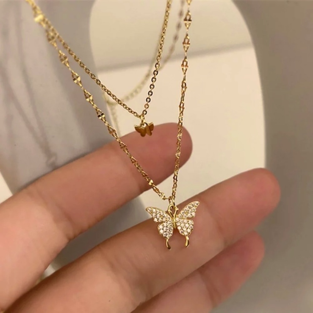 Butterflies 🦋 Gold double strap necklace